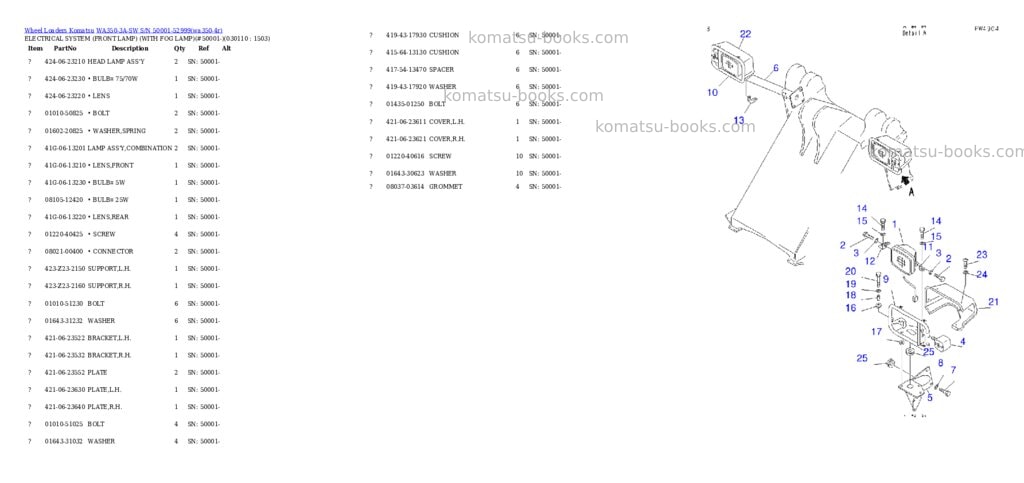 Komatsu wa350-3a-sw s/n 50001-52999 Parts catalog cover Page 10