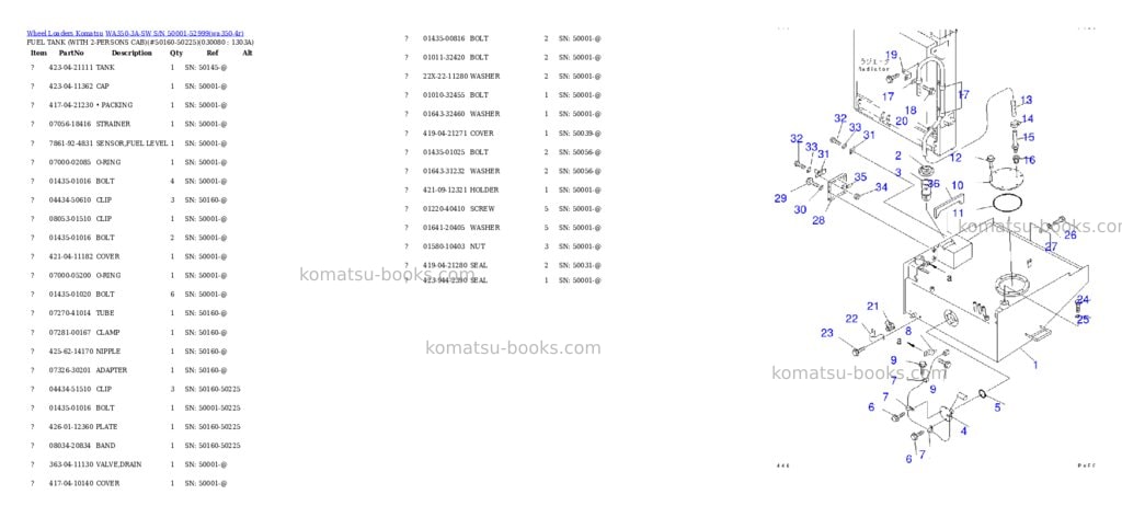 Komatsu wa350-3a-sw s/n 50001-52999 Parts catalog cover Page 7