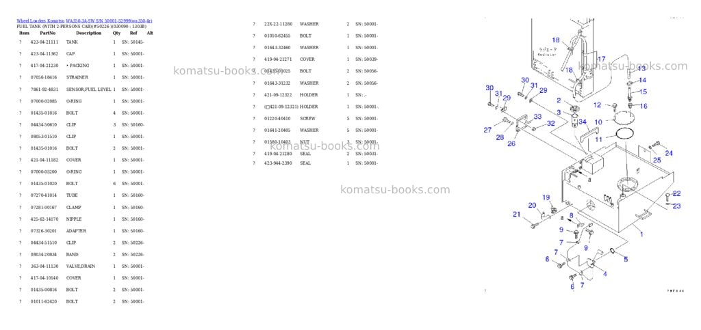 Komatsu wa350-3a-sw s/n 50001-52999 Parts catalog cover Page 8
