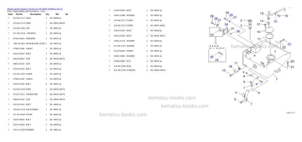 Komatsu wa350-3-x s/n 60001-62999 Parts catalog cover Page 6