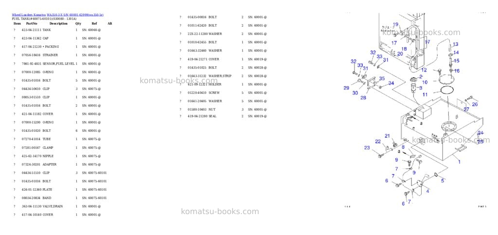 Komatsu wa350-3-x s/n 60001-62999 Parts catalog cover Page 7