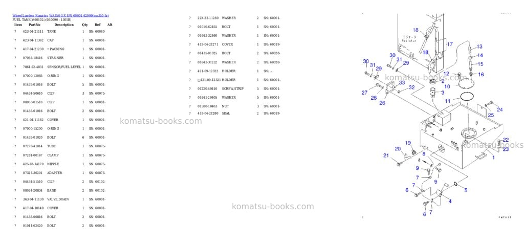 Komatsu wa350-3-x s/n 60001-62999 Parts catalog cover Page 8