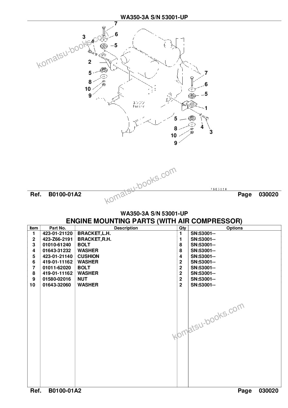 Komatsu wa350-3a s/n 53001-up Parts catalog cover Page 4 Komatsu wa350-3a s/n 53001-up Parts catalog cover Page 4