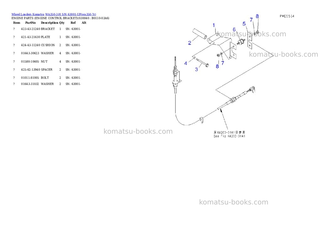 Komatsu wa350-3-h s/n 63001-up Parts catalog cover Page 3