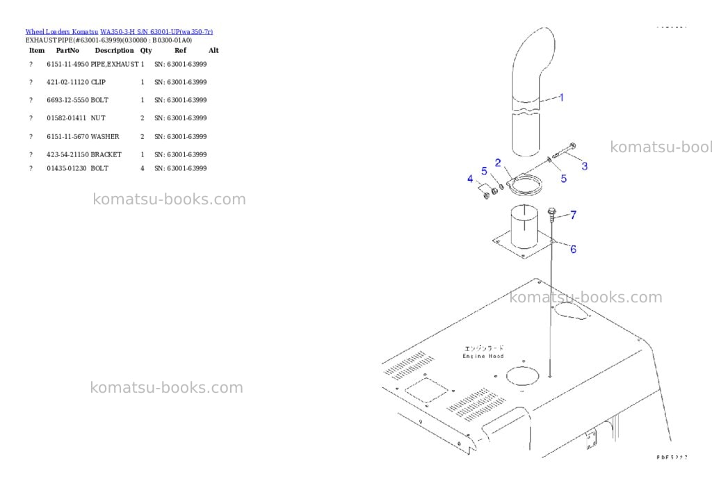 Komatsu wa350-3-h s/n 63001-up Parts catalog cover Page 7