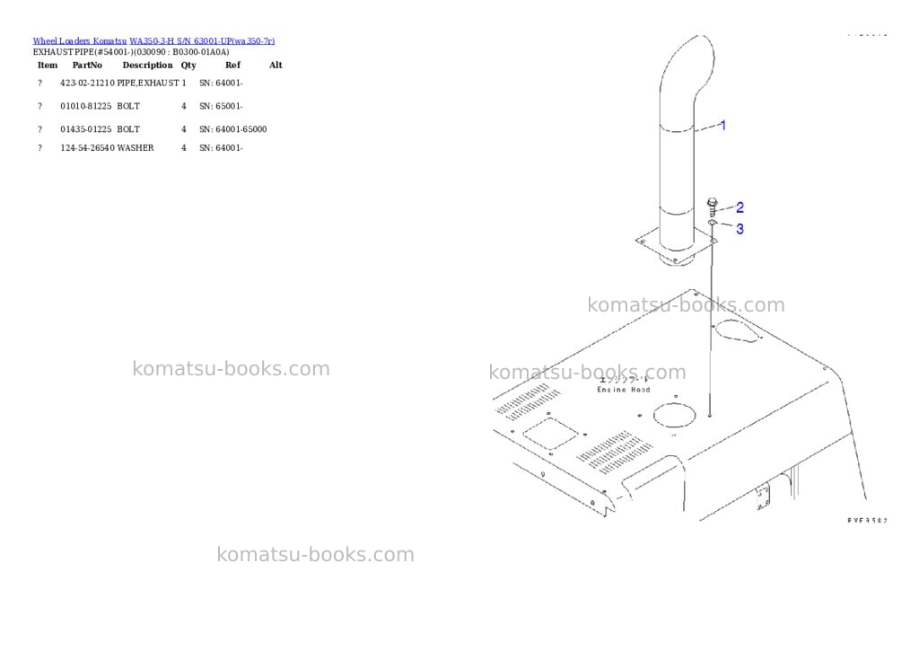 Komatsu wa350-3-h s/n 63001-up Parts catalog cover Page 8