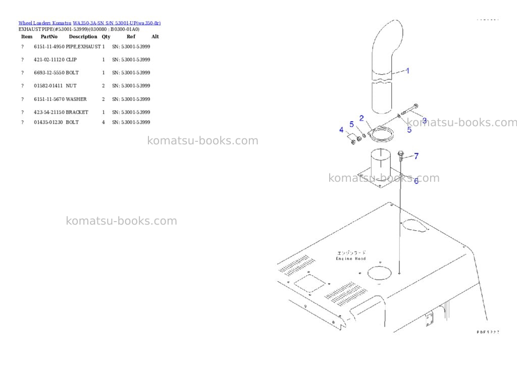 Komatsu wa350-3a-sn s/n 53001-up Parts catalog cover Page 7