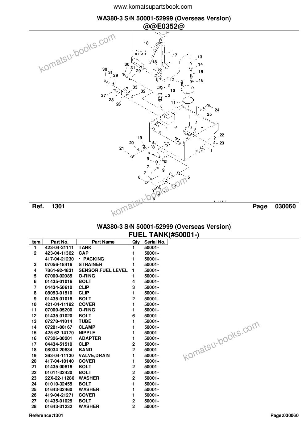 Komatsu wa380-3 s/n 50001-52999 overseas version Parts catalog cover Page 10