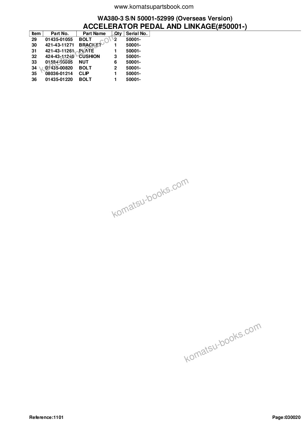 Komatsu wa380-3 s/n 50001-52999 overseas version Parts catalog cover Page 5