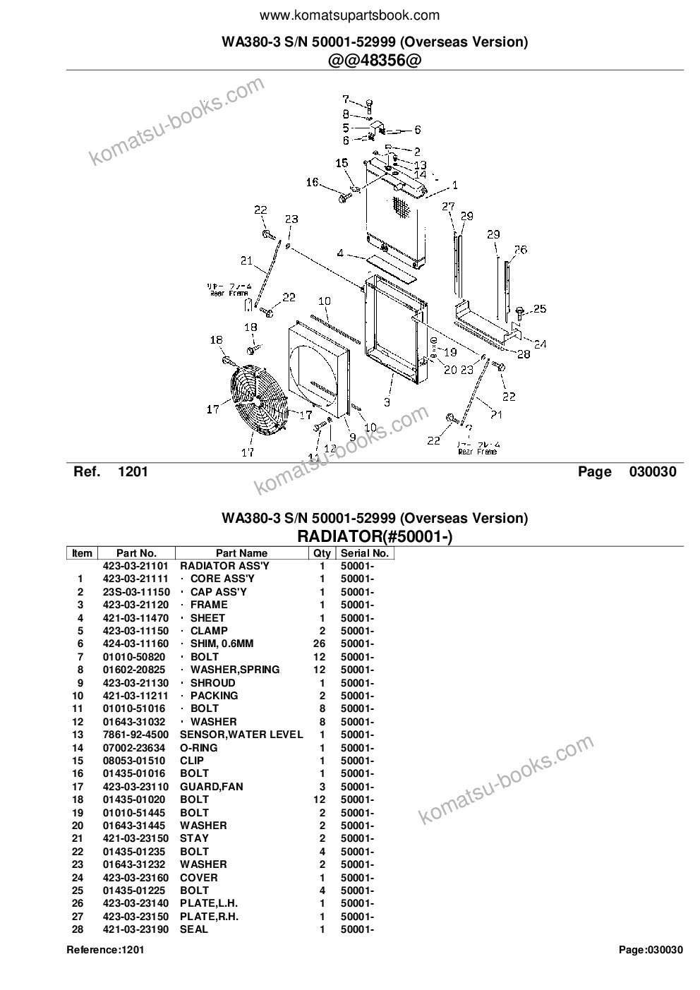 Komatsu wa380-3 s/n 50001-52999 overseas version Parts catalog cover Page 6