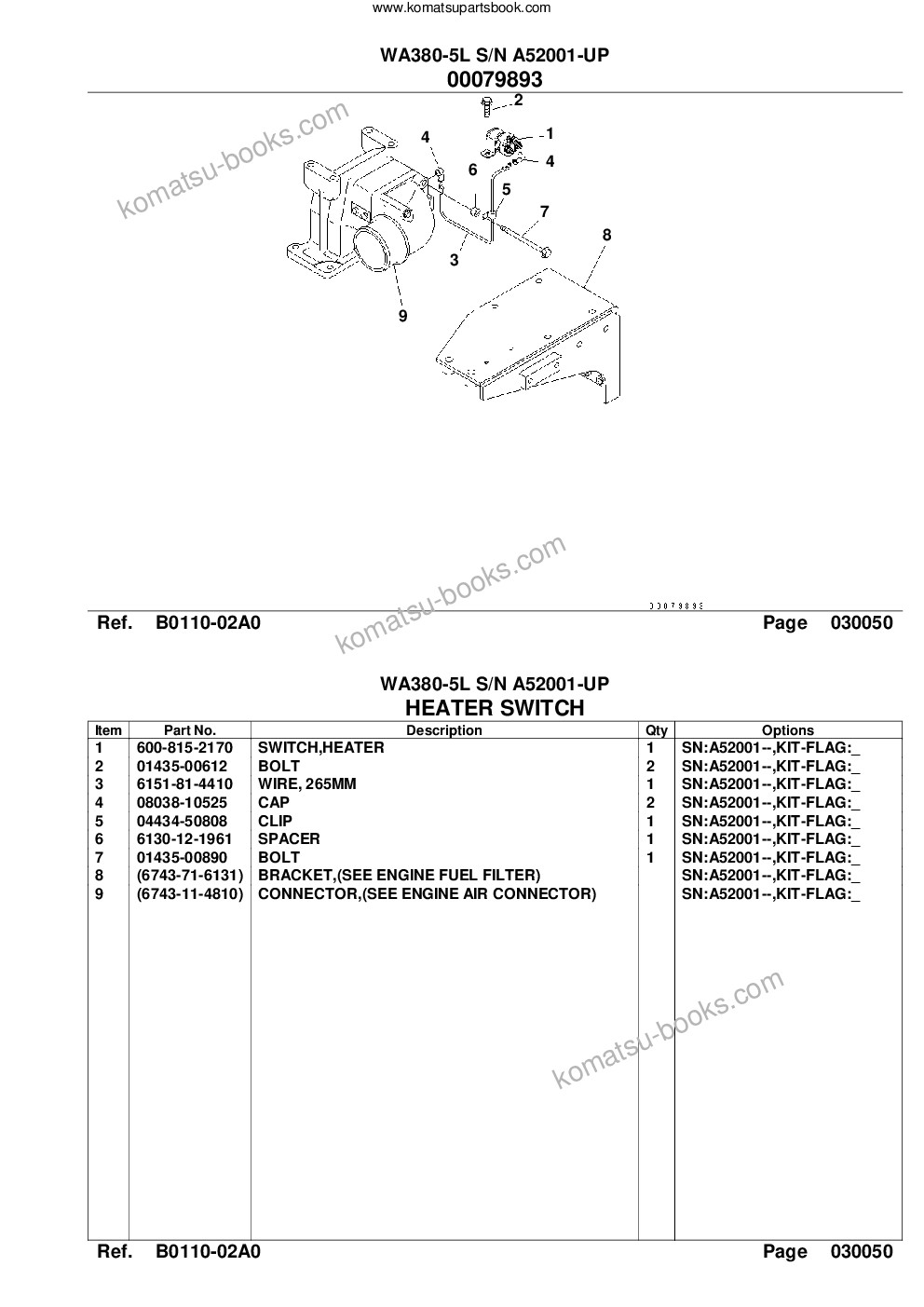 Komatsu wa380-5l s/n a52001-up Parts catalog cover Page 8