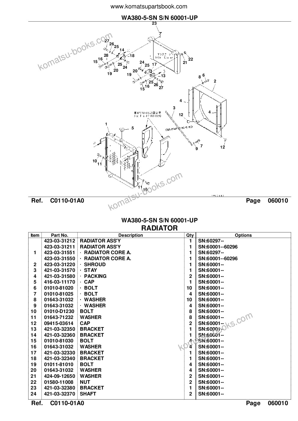 Komatsu wa380-5-sn s/n 60001-up Parts catalog cover Page 10