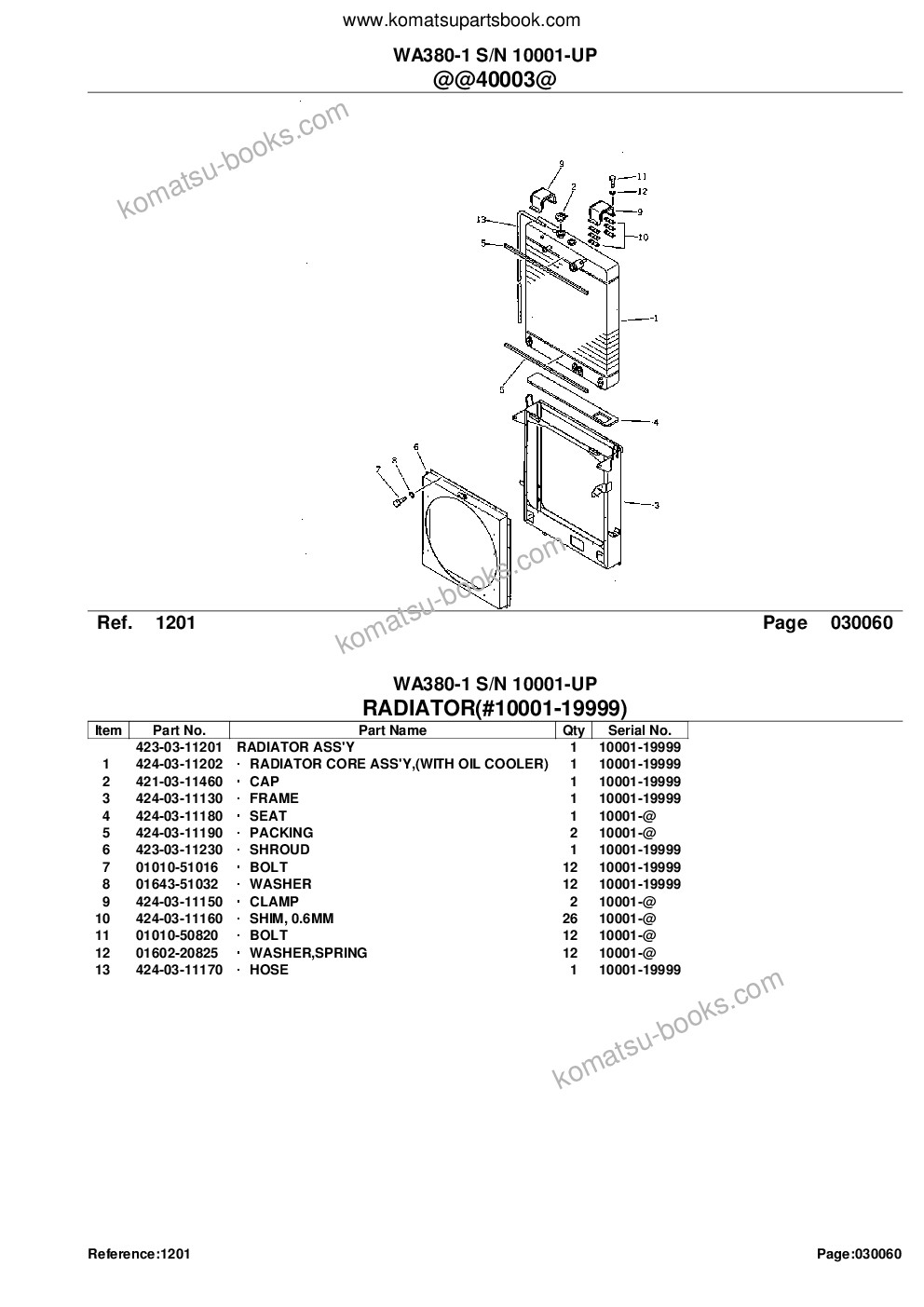 Komatsu wa380-1 s/n 10001-up Parts catalog cover Page 10