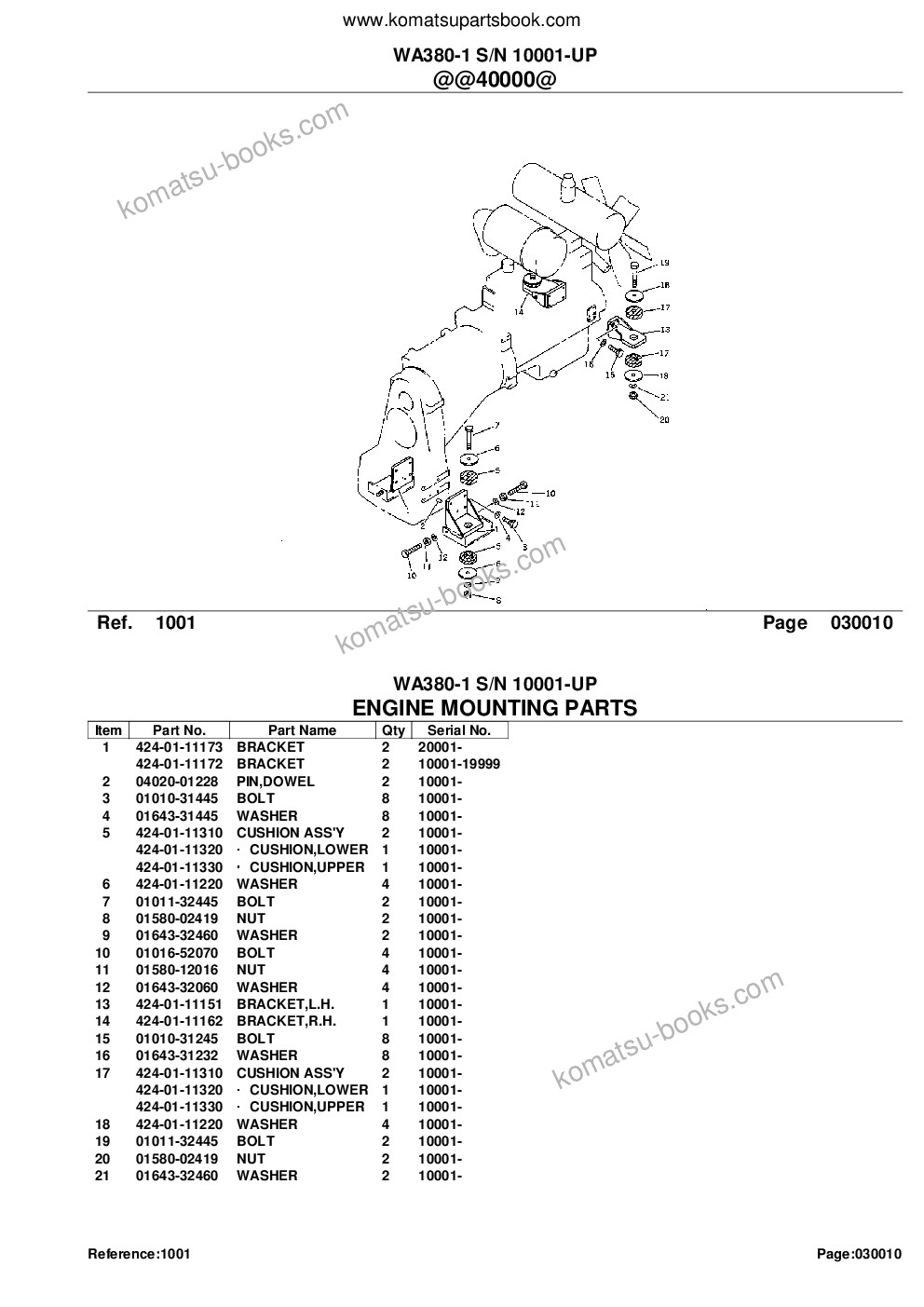 Komatsu wa380-1 s/n 10001-up Parts catalog cover Page 3