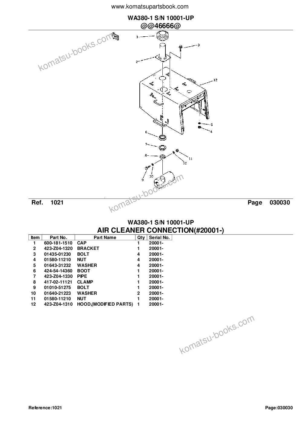 Komatsu wa380-1 s/n 10001-up Parts catalog cover Page 5