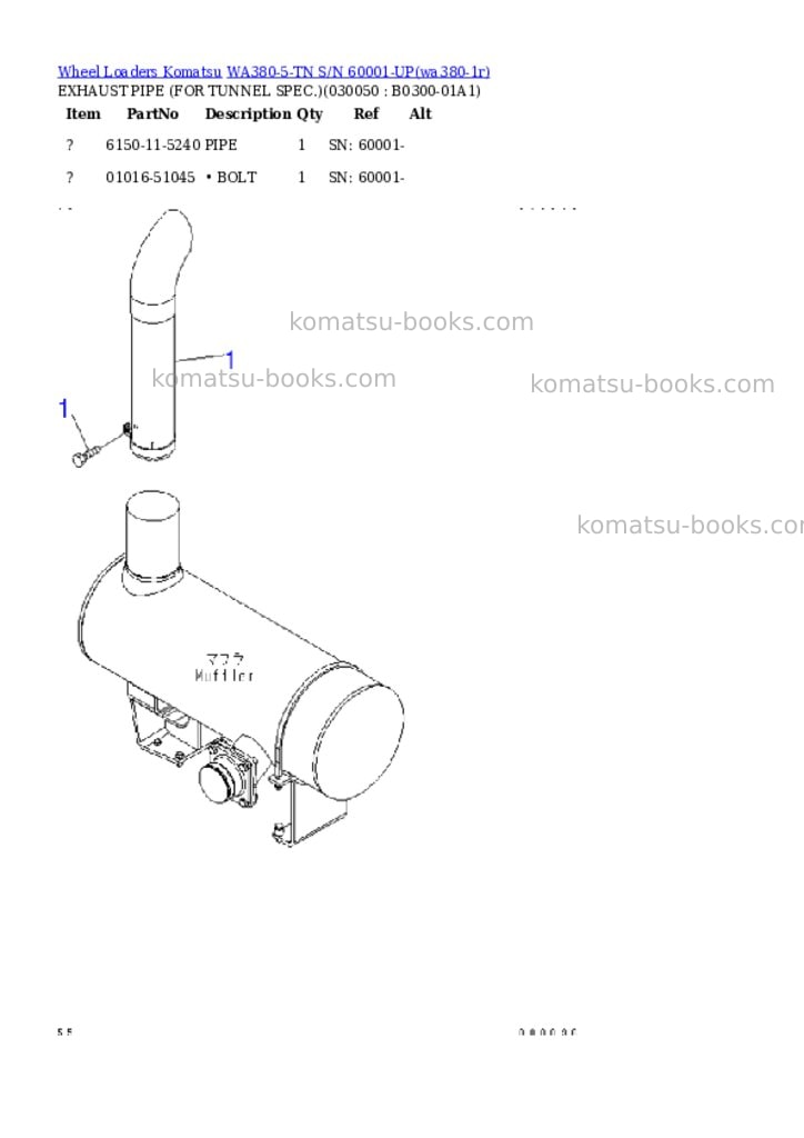 Komatsu WA380-5-TN S/N 60001-UP Parts catalog cover Page 4