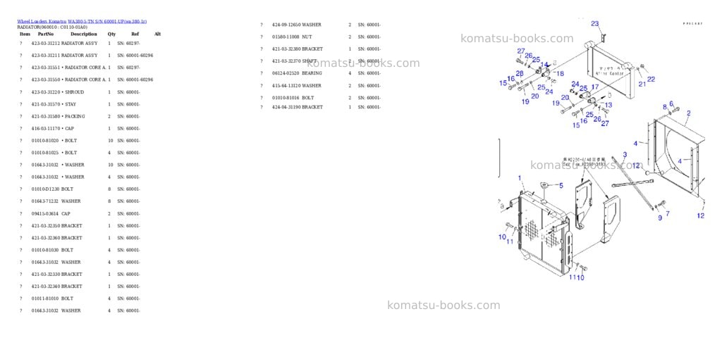 Komatsu WA380-5-TN S/N 60001-UP Parts catalog cover Page 5