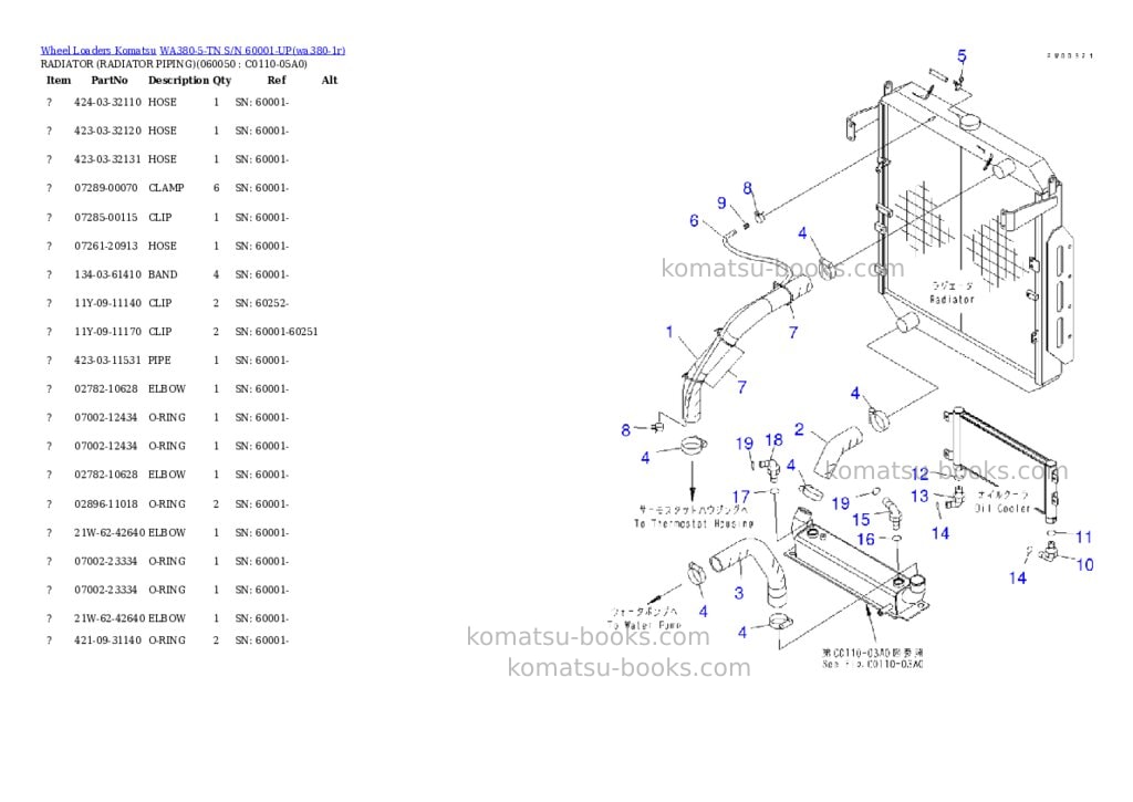 Komatsu WA380-5-TN S/N 60001-UP Parts catalog cover Page 9