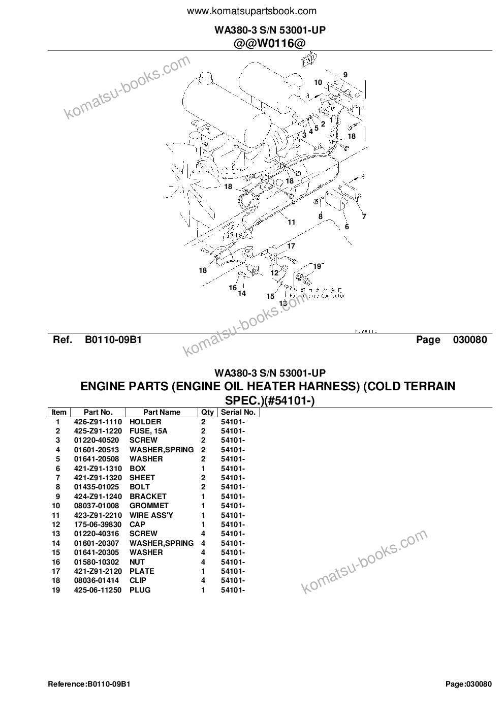 Komatsu wa380-3 s/n 53001-up Parts catalog cover Page 10