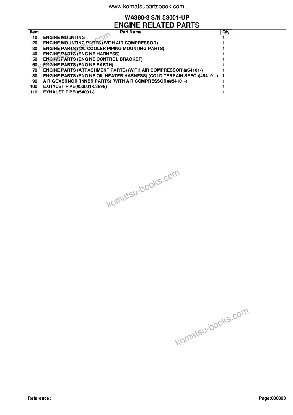 Komatsu wa380-3 s/n 53001-up Parts catalog cover Page 2