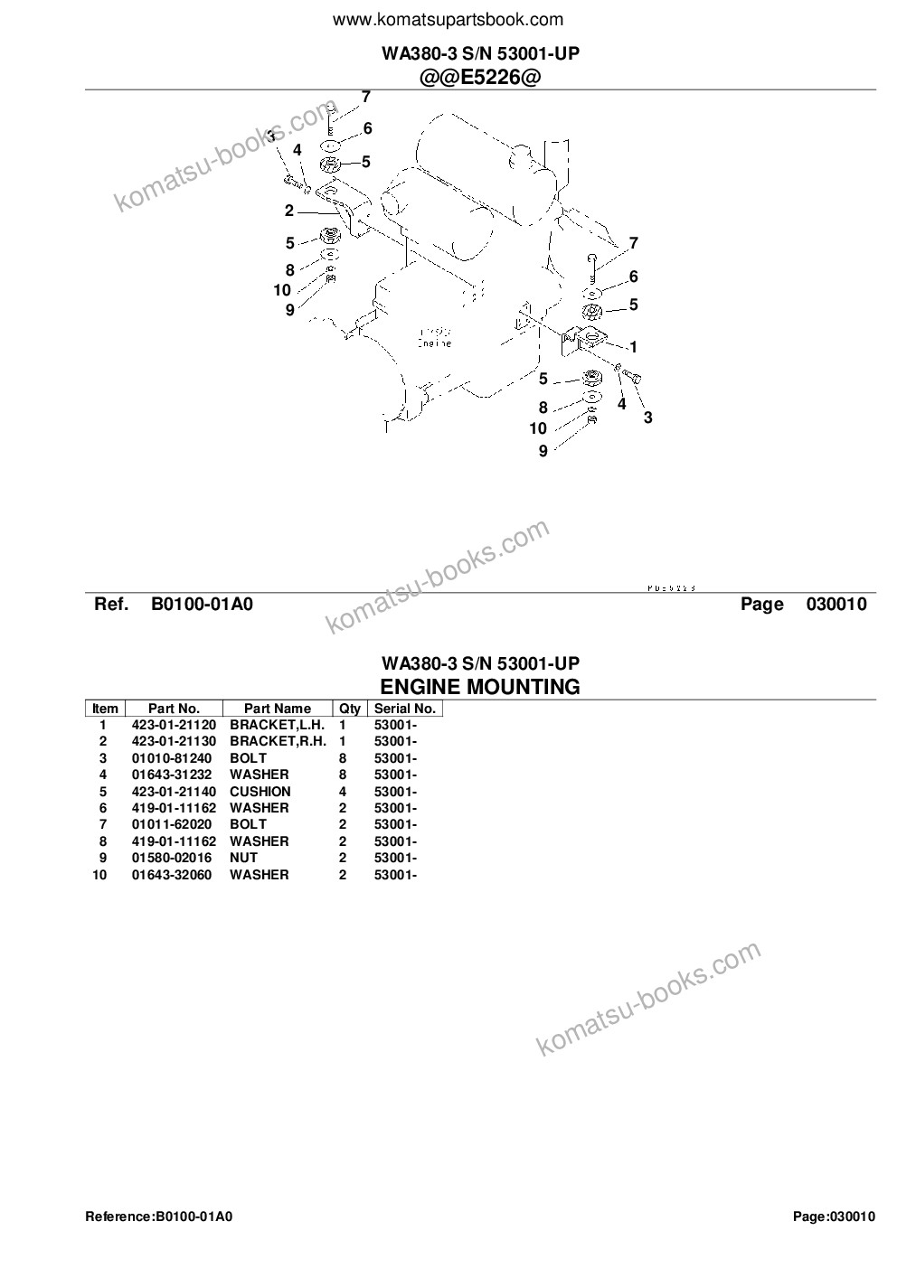 Komatsu wa380-3 s/n 53001-up Parts catalog cover Page 3