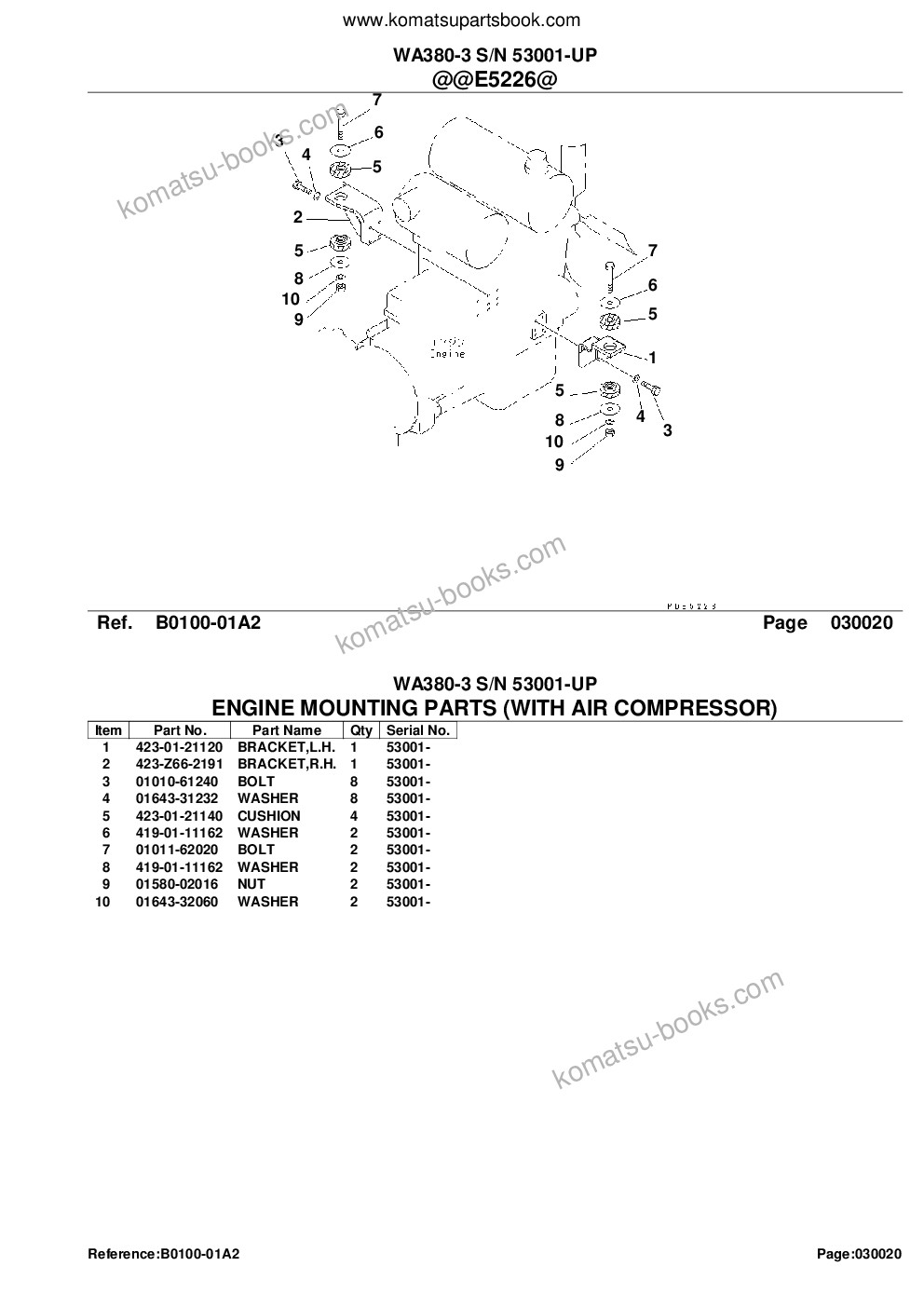 Komatsu wa380-3 s/n 53001-up Parts catalog cover Page 4