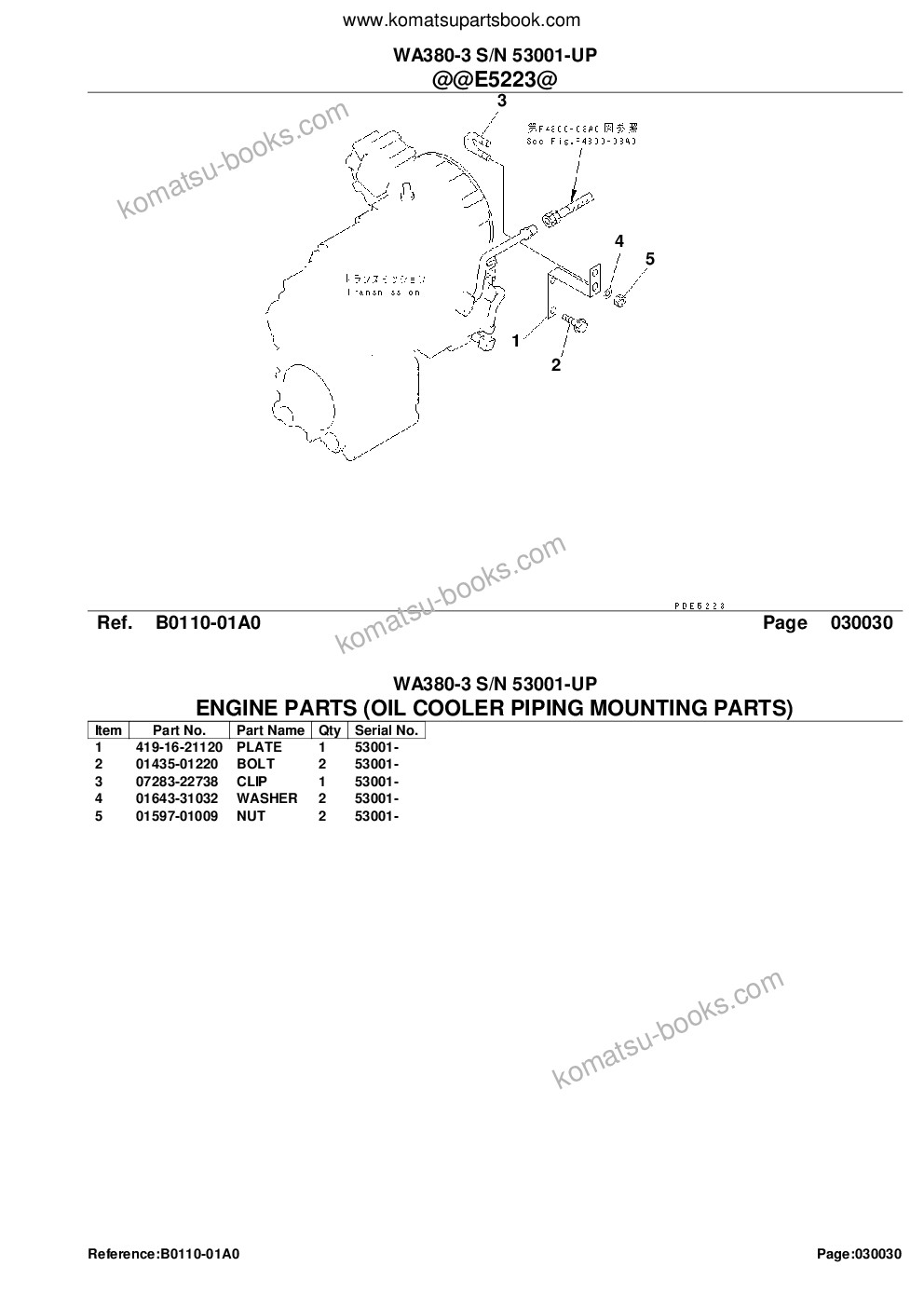 Komatsu wa380-3 s/n 53001-up Parts catalog cover Page 5