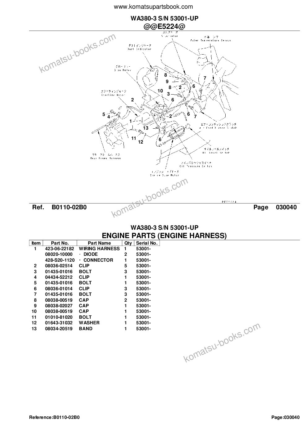 Komatsu wa380-3 s/n 53001-up Parts catalog cover Page 6