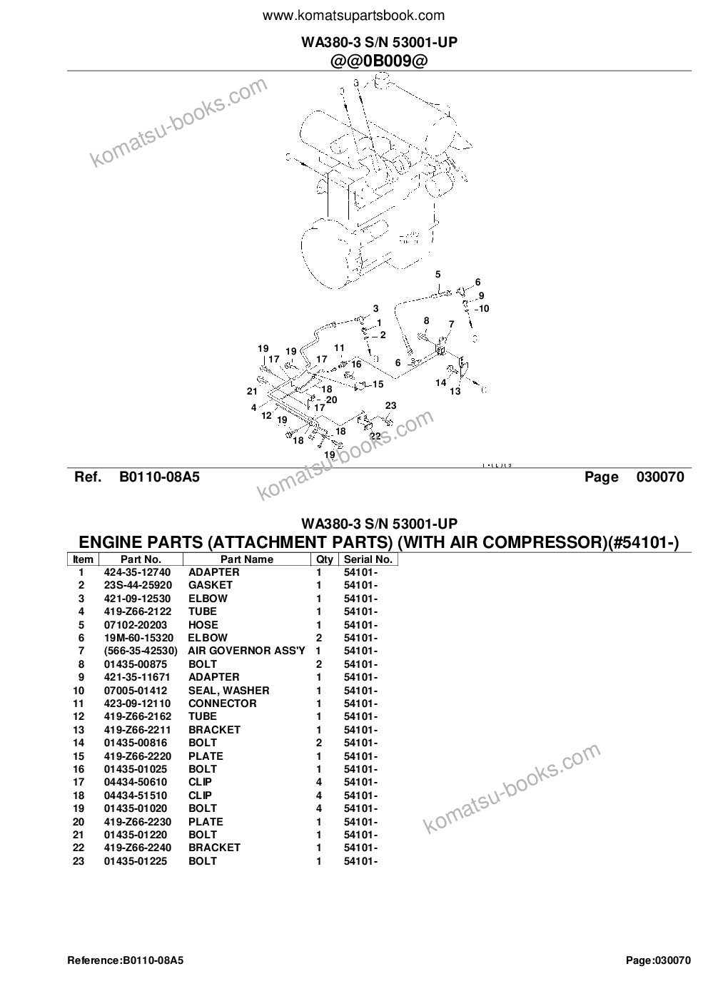 Komatsu wa380-3 s/n 53001-up Parts catalog cover Page 9