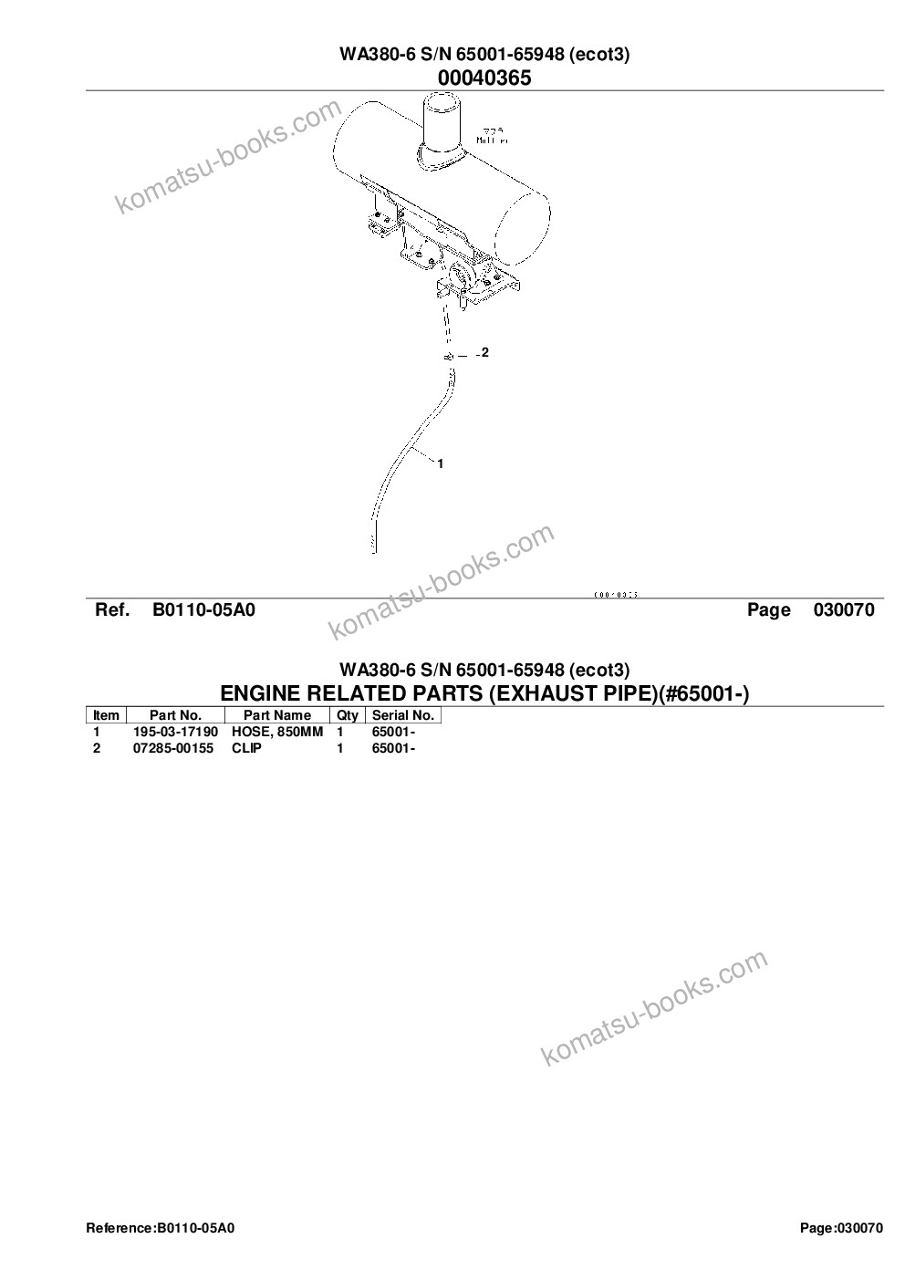 Komatsu wa380-6 s/n 65001-65948 ecot3 Catalogue de pièces couverture Page 10