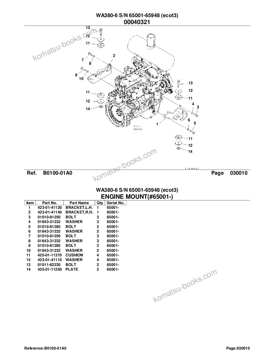 Komatsu wa380-6 s/n 65001-65948 ecot3 Catalogue de pièces couverture Page 3