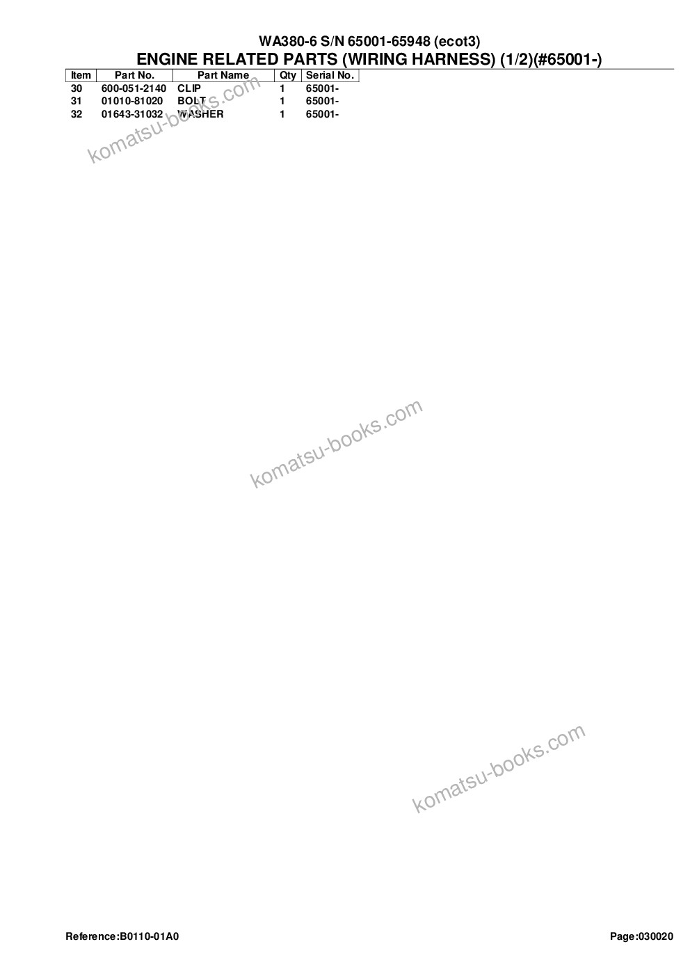 Komatsu wa380-6 s/n 65001-65948 ecot3 Catalogue de pièces couverture Page 5