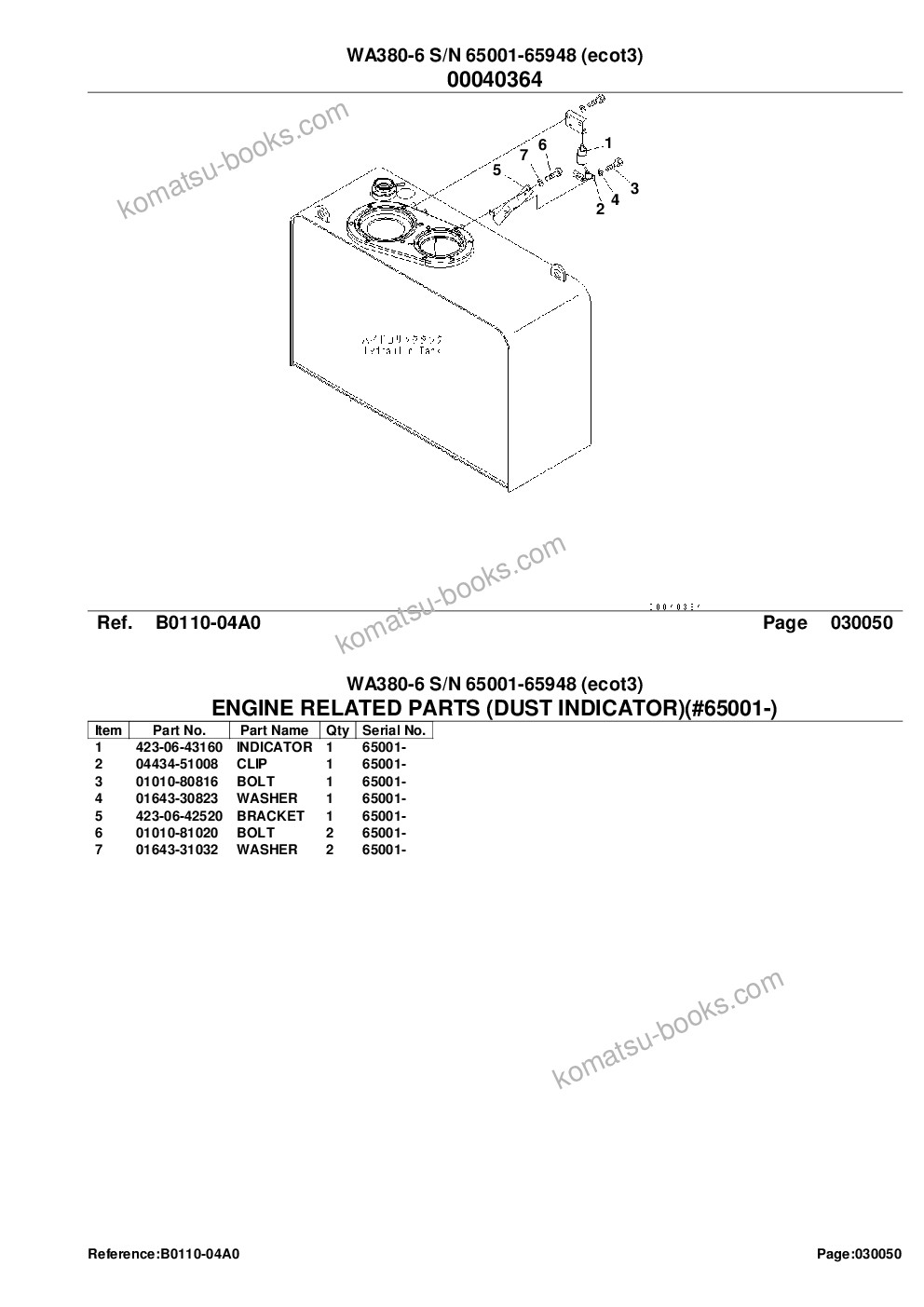 Komatsu wa380-6 s/n 65001-65948 ecot3 Catalogue de pièces couverture Page 8