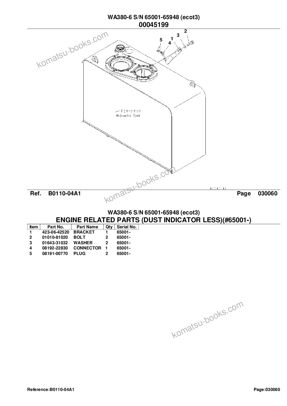 Komatsu wa380-6 s/n 65001-65948 ecot3 Catalogue de pièces couverture Page 9