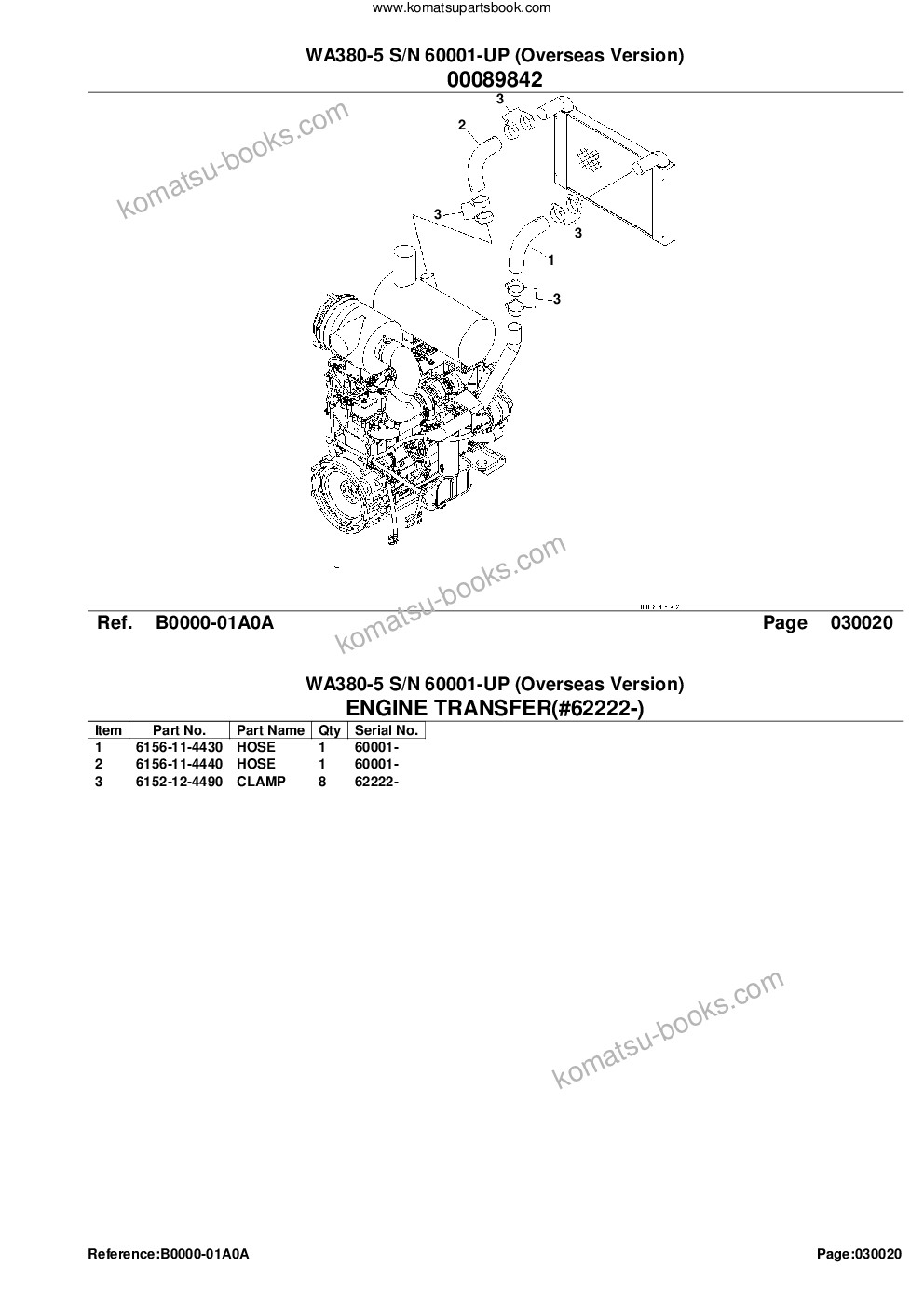 Komatsu WA380-5 S/N 60001-UP (Overseas Version) Parts catalog cover Page 4 Komatsu WA380-5 S/N 60001-UP (Overseas Version) Parts catalog cover Page 4