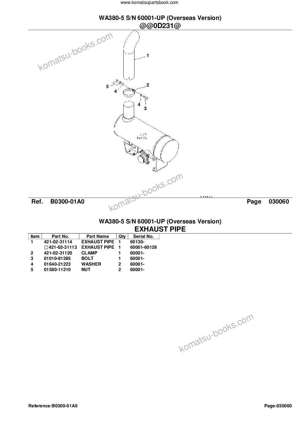 Komatsu WA380-5 S/N 60001-UP (Overseas Version) Parts catalog cover Page 9 Komatsu WA380-5 S/N 60001-UP (Overseas Version) Parts catalog cover Page 9