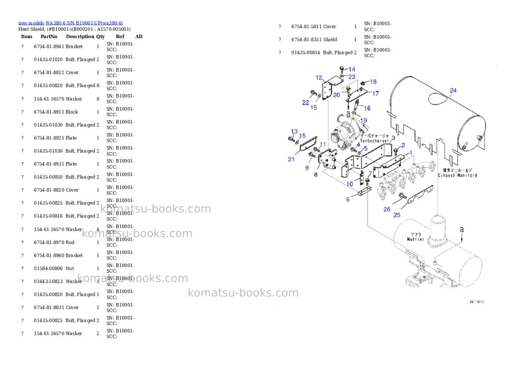 Komatsu WA380-6 S/N B10001-UP Parts catalog cover Page 2 Komatsu WA380-6 S/N B10001-UP Parts catalog cover Page 2