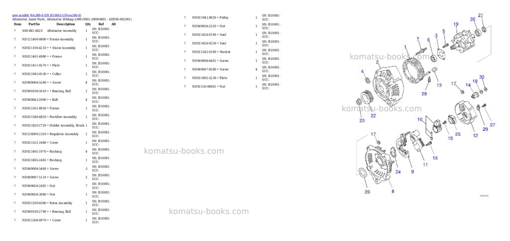 Komatsu WA380-6 S/N B10001-UP Parts catalog cover Page 6 Komatsu WA380-6 S/N B10001-UP Parts catalog cover Page 6