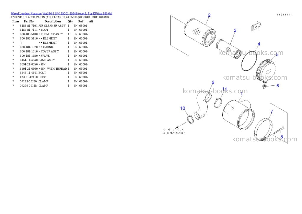 Komatsu wa380-6 s/n 65001-65948 ecot3, for eu Parts catalog cover Page 3 Komatsu wa380-6 s/n 65001-65948 ecot3, for eu Parts catalog cover Page 3