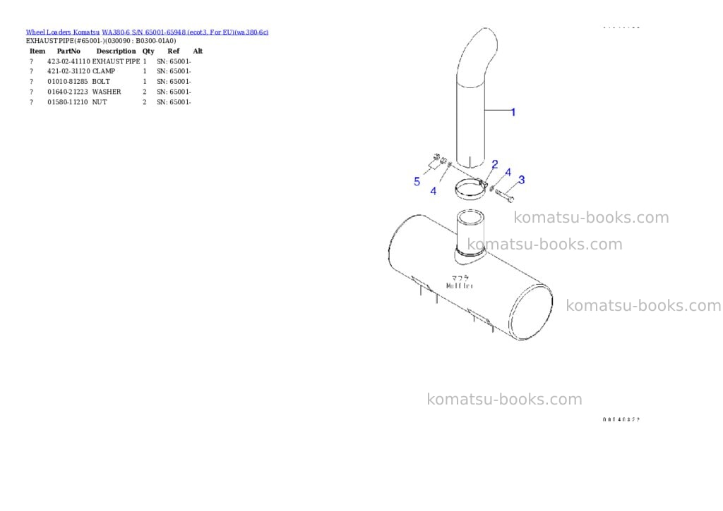 Komatsu wa380-6 s/n 65001-65948 ecot3, for eu Parts catalog cover Page 8 Komatsu wa380-6 s/n 65001-65948 ecot3, for eu Parts catalog cover Page 8