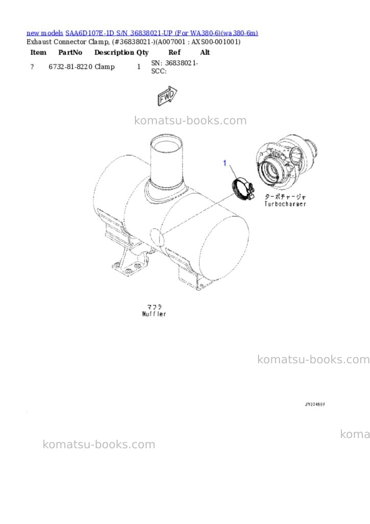 Komatsu SAA6D107E-1D S/N 36838021-UP (For WA380-6) Parts catalog cover Page 4