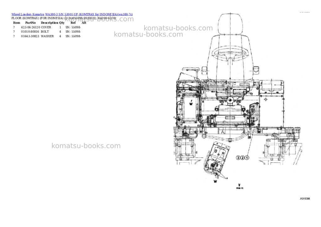 Komatsu WA380-3 S/N 53001-UP (KOMTRAX for INDONESIA) Parts catalog cover Page 2 Komatsu WA380-3 S/N 53001-UP (KOMTRAX for INDONESIA) Parts catalog cover Page 2