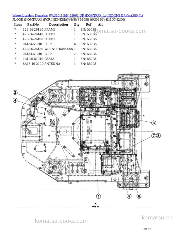 Komatsu WA380-3 S/N 53001-UP (KOMTRAX for INDONESIA) Parts catalog cover Page 3 Komatsu WA380-3 S/N 53001-UP (KOMTRAX for INDONESIA) Parts catalog cover Page 3