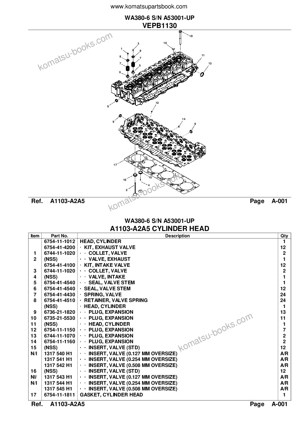 Komatsu wa380-6 s/n a53001-up Catalogue de pièces couverture Page 3