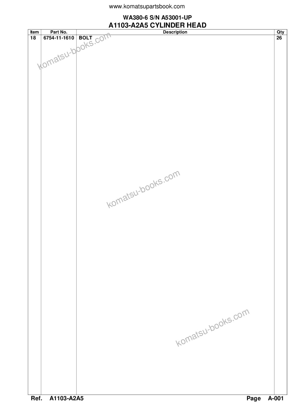 Komatsu wa380-6 s/n a53001-up Catalogue de pièces couverture Page 4