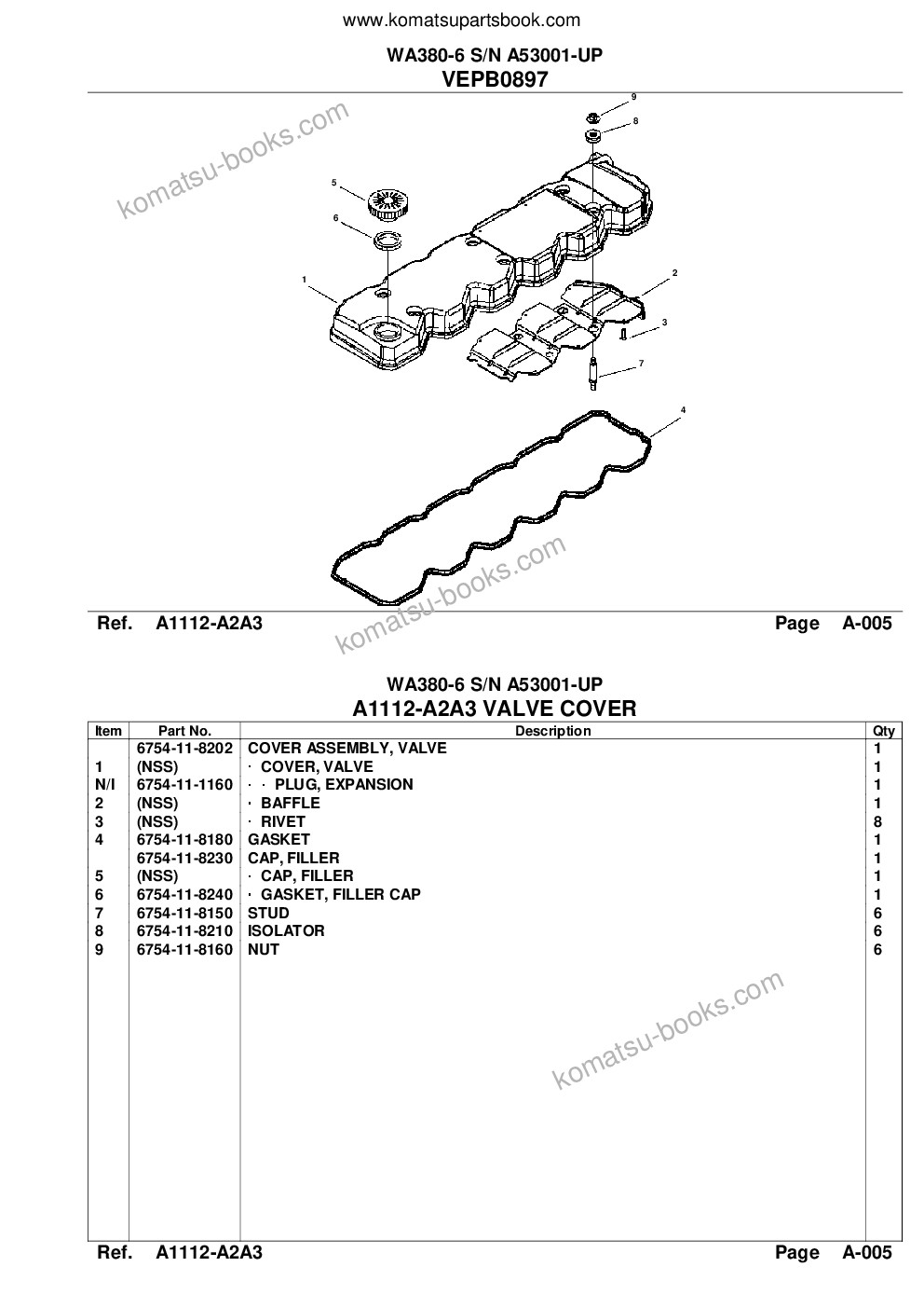 Komatsu wa380-6 s/n a53001-up Catalogue de pièces couverture Page 6
