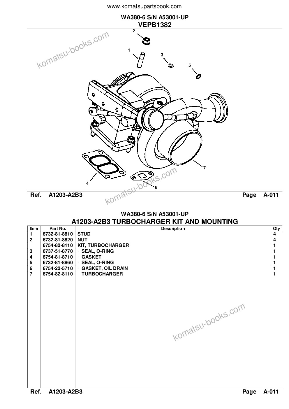Komatsu wa380-6 s/n a53001-up Catalogue de pièces couverture Page 9