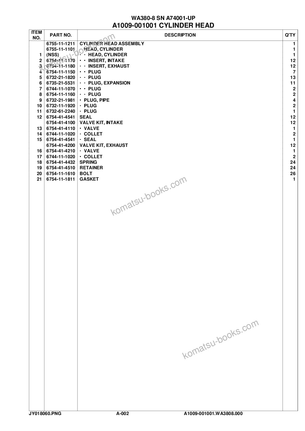 Komatsu wa380-8 sn a74001-up Parts catalog cover Page 5 Komatsu wa380-8 sn a74001-up Parts catalog cover Page 5