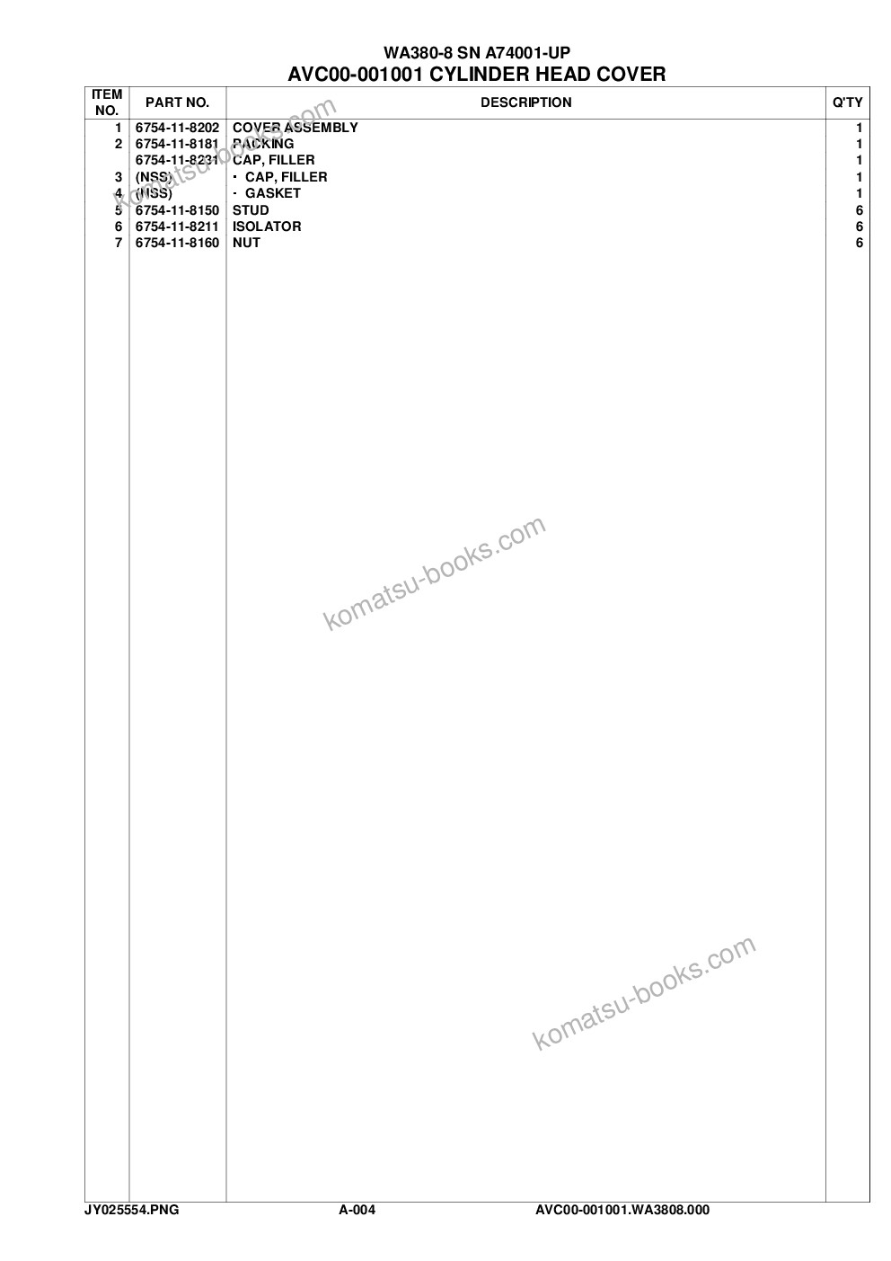 Komatsu wa380-8 sn a74001-up Parts catalog cover Page 7 Komatsu wa380-8 sn a74001-up Parts catalog cover Page 7