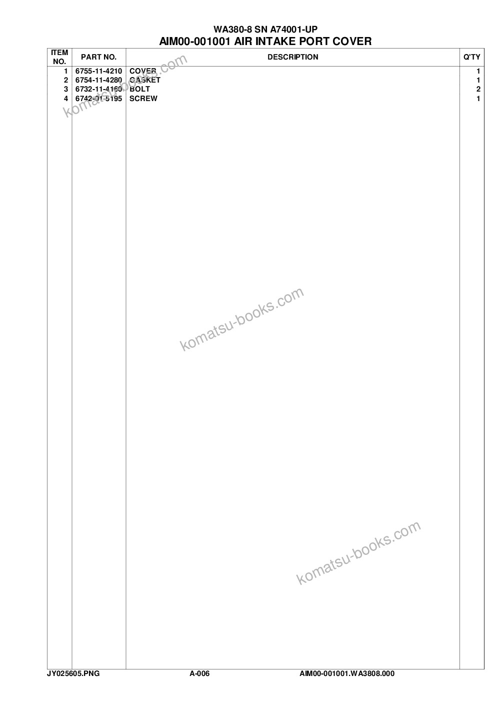 Komatsu wa380-8 sn a74001-up Parts catalog cover Page 9 Komatsu wa380-8 sn a74001-up Parts catalog cover Page 9